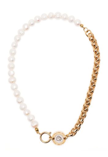 IN GOLD WE TRUST PARIS chain-link pearl necklace - Bianco