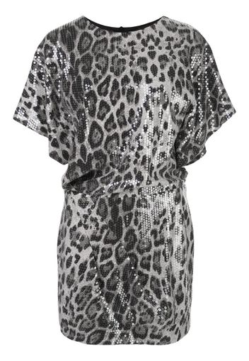 sequined animal print mini dress