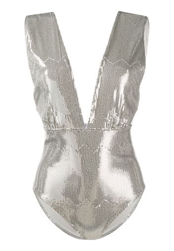 plunge sequin one piece