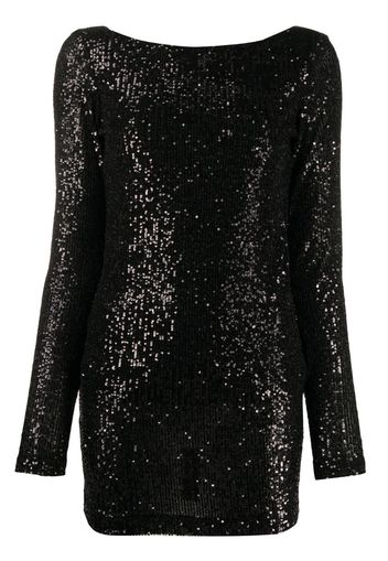 cowl-back long-sleeved sequin mini dress