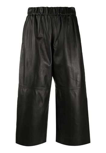 cropped lambskin wide-leg trousers