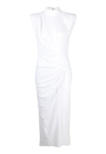 In The Mood For Love ruched sequinned midi dress - Bianco