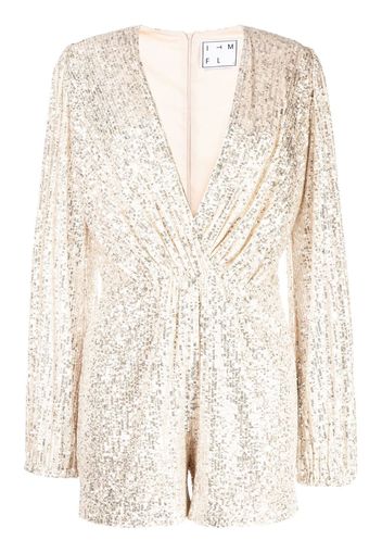 In The Mood For Love sequinned long-sleeve playsuit - Argento