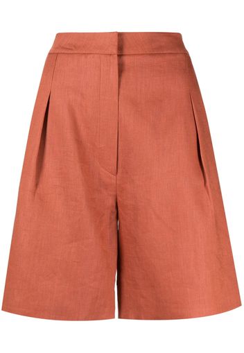 In The Mood For Love pressed-crease linen shorts - Arancione