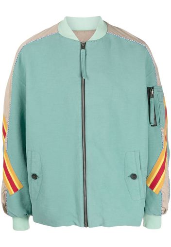 Incotex stripe-trim cotton bomber jacket - Verde