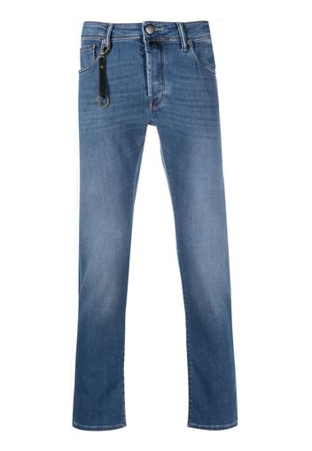 Incotex logo-patch slim-cut jeans - Blu