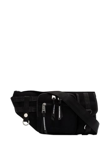 Black Armour Suede Cross Body Bag