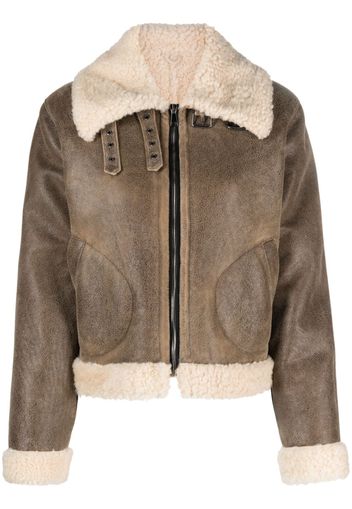 Inès & Maréchal shearling-collar zip-fastening jacket - Marrone