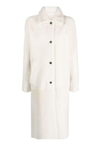 Inès & Maréchal shearling single-breasted coat - Bianco