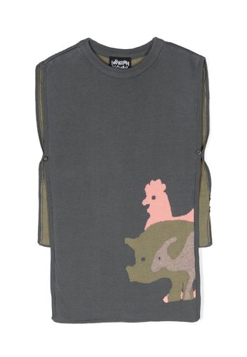 INFANTIUM VICTORIA animal-pattern organic-cotton top - Grigio