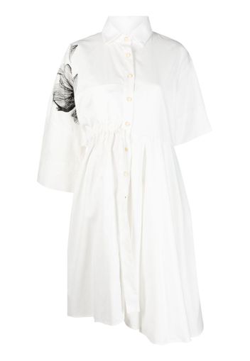 Ioana Ciolacu floral-print asymmetric cotton shirtdress - Bianco