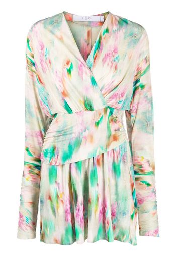 IRO abstract-print long-sleeve mini dress - Verde