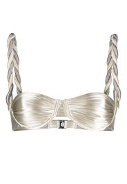 Isa Boulder reversible chunky-rope bikini top - Argento