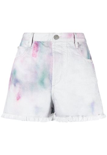 Isabel Marant Étoile painterly-print denim shorts - Bianco