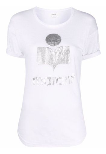 Isabel Marant Étoile metallic logo-print T-shirt - Bianco