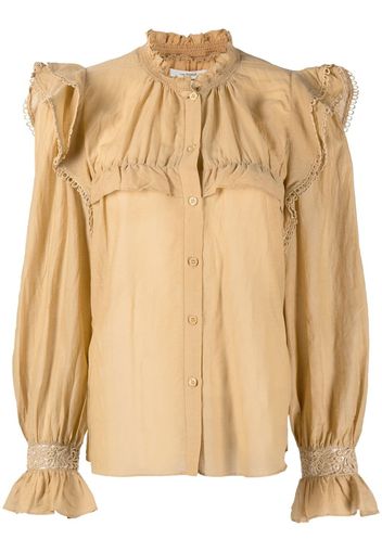 Isabel Marant Étoile ruffle-tri long-sleeve blouse - Toni neutri