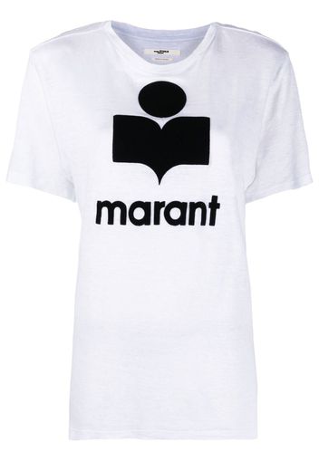 Isabel Marant Étoile logo-print linen T-shirt - Bianco