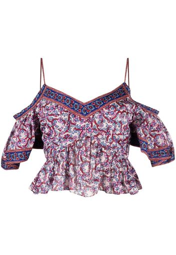 Isabel Marant Étoile cold-shoulder floral-print blouse - Toni neutri