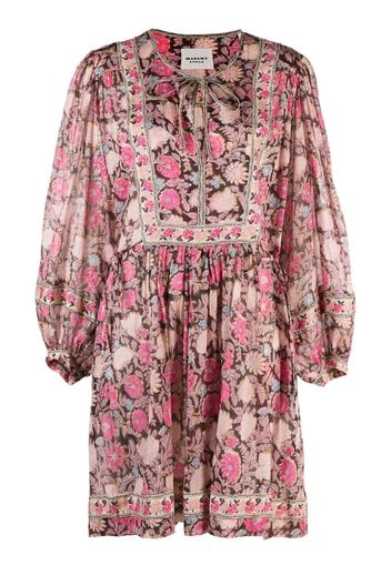 Isabel Marant Étoile floral-print long-sleeve mini dress - Rosa