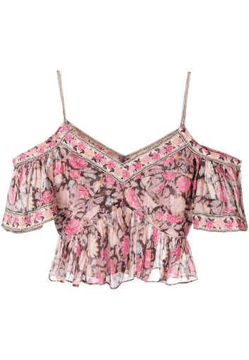 Isabel Marant Étoile off-shoulder floral-print cotton blouse - Rosa