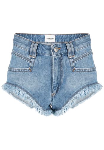 Isabel Marant Étoile fringe-trim denim shorts - Blu