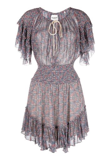 Isabel Marant Étoile geometric-print ruffled mini dress - Blu