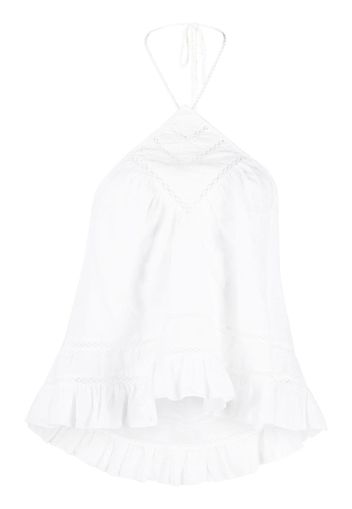 Isabel Marant Étoile ruffled-hem halterneck blouse - Bianco