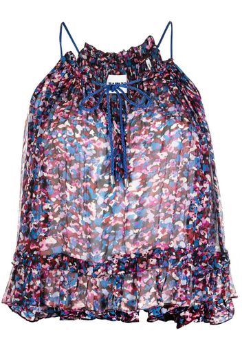 Isabel Marant Étoile Top a fiori con scollo all-americana - Blu