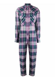 Isabel Marant Étoile check-print button-up jumpsuit - Verde