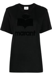 Isabel Marant Étoile Koldi flocked-logo linen T-shirt - Nero