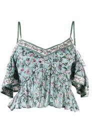 Isabel Marant Étoile off-shoulder floral-print cotton blouse - Verde