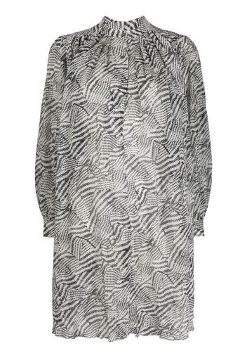 abstract-print gathered shift dress