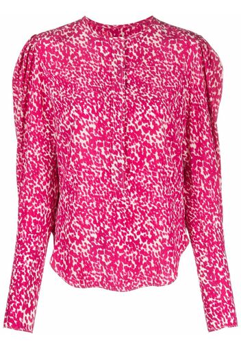 Isabel Marant floral-print curved-hem silk blouse - Rosa