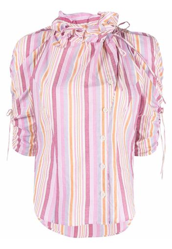 Isabel Marant striped ruffled-neck shirt - Rosa