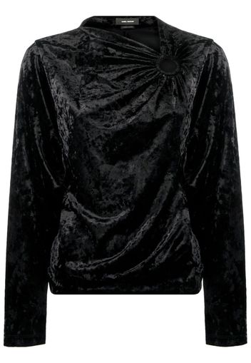 Isabel Marant crushed-velvet long-sleeve top - Nero