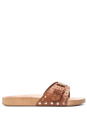 ISABEL MARANT Sandali slides con fibbia Jaso - Marrone