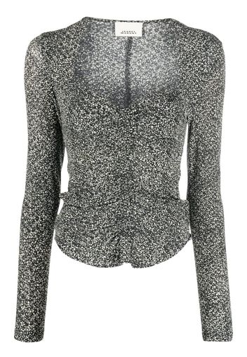 Isabel Marant leopard-print sweetheart-neck top - Nero