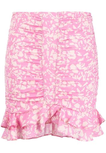 Isabel Marant abstract-print ruffled miniskirt - Rosa