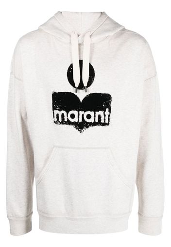 Isabel Marant logo print drawstring hoodie - Toni neutri