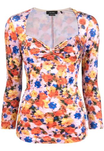 Isabel Marant Gubaia floral-printed velvet top - Arancione