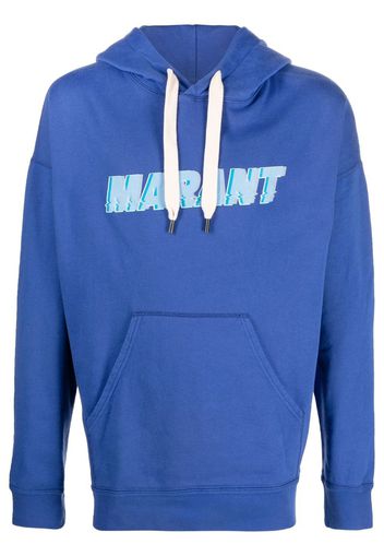 Isabel Marant logo-print drawstring hoodie - Blu