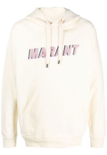 Isabel Marant logo-print drawstring hoodie - Toni neutri