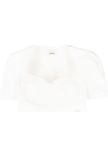 Isabel Marant cropped puff-sleeve top - Bianco