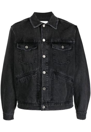 Isabel Marant Jango logo-embroidered faded denim jacket - Nero