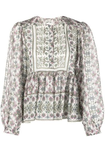 Isabel Marant silk puff-sleeve shirt - Toni neutri