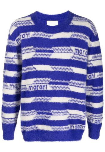 Isabel Marant Orson logo-print striped jumper - Blu