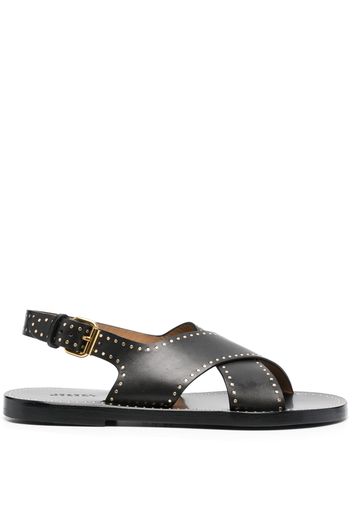 ISABEL MARANT Jane stud-detailing flat leather sandals - Nero