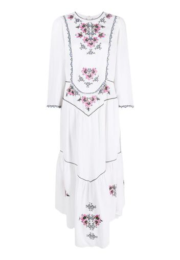 Isabel Marant embroidered tiered midi dress - Bianco