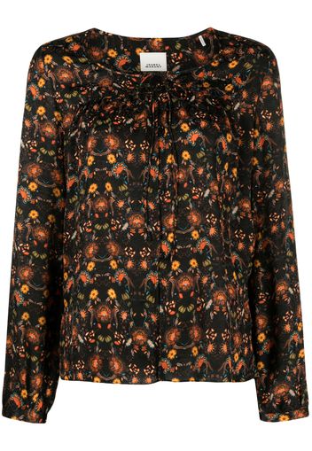 ISABEL MARANT floral-print round-neck blouse - Nero