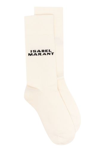 ISABEL MARANT intarsia-logo knitted socks - Toni neutri